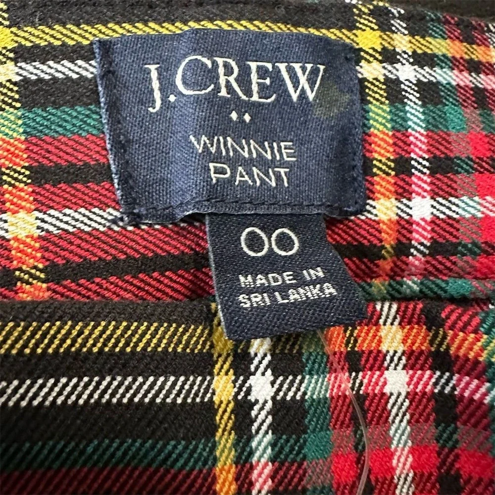 J.Crew Winnie Pant Women's Size 00 Royal Tartan Plaid Pants Retro Holiday Preppy